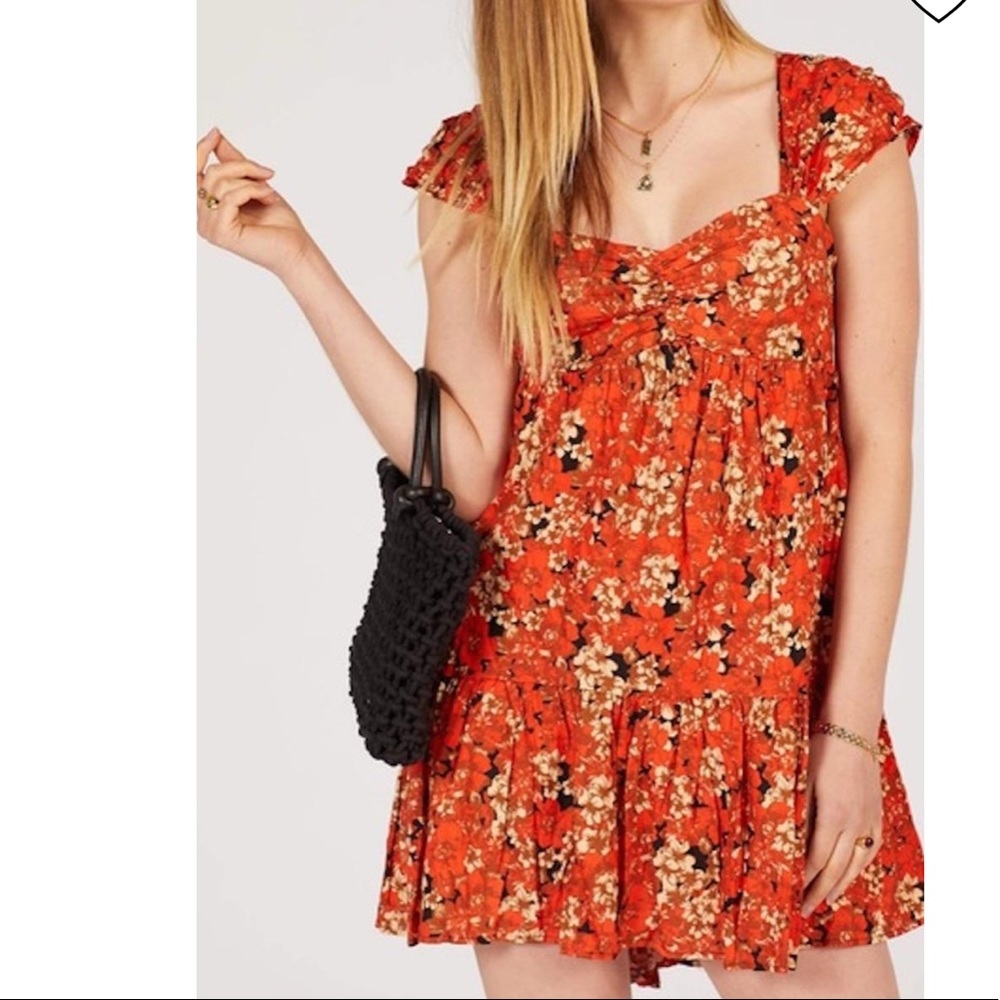 Free People Red Floral Mini Dress